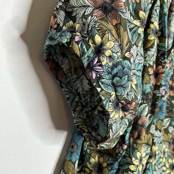 Ana Floral Print Puff Sleeve Top Womens 3X Colorful Spring Summer Boho Cotton - Picture 4 of 7